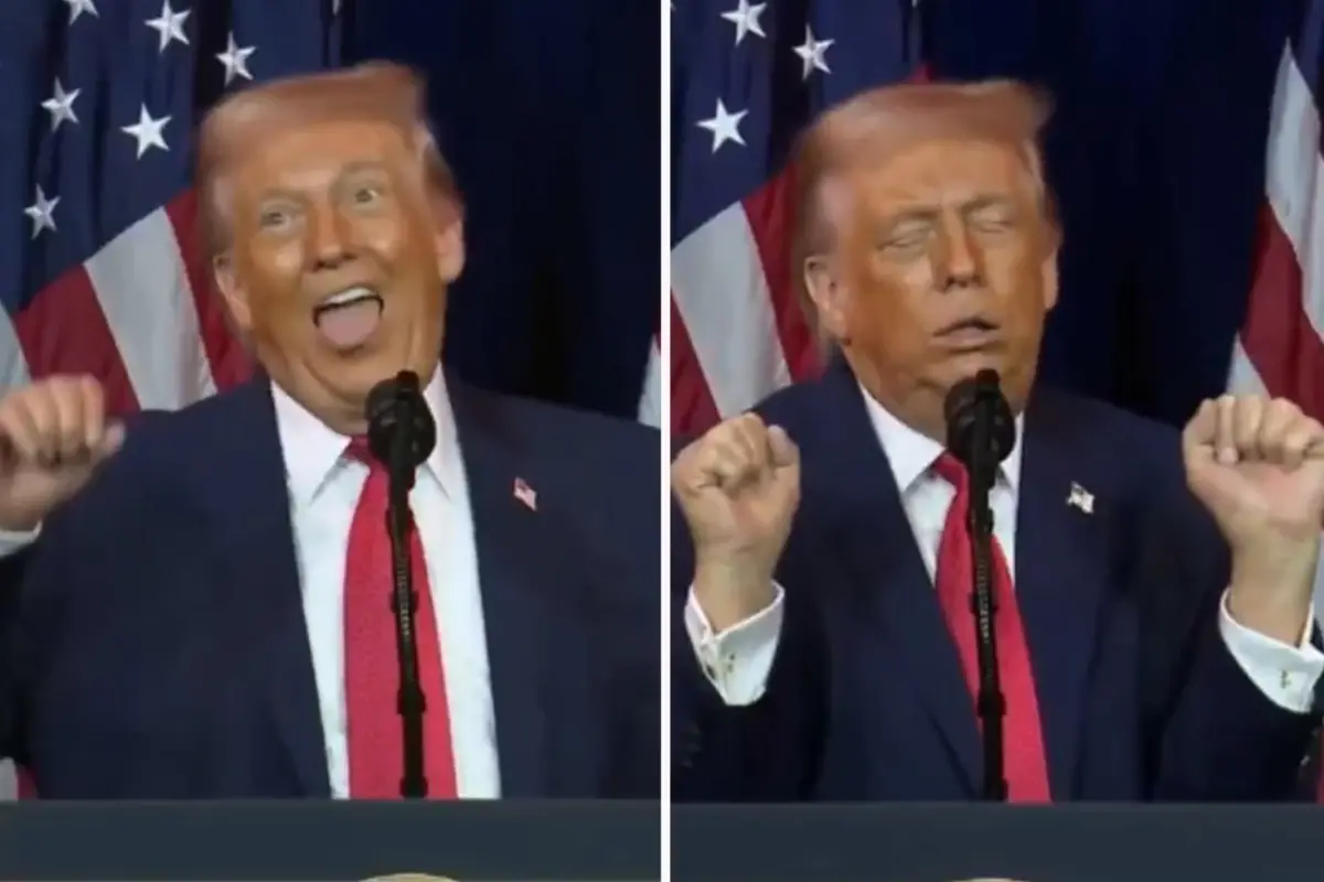 Trampın kürsüdə etdiyi hərəkətlər müzakirələrə səbəb oldu – VİDEO